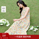 茵曼度假風(fēng)純棉印花吊帶連衣裙2025夏季女裝新品無(wú)袖a字中長(cháng)裙 清新碎花 L