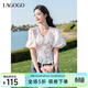 LAGOGO鉆石領(lǐng)碎花雪紡衫女拉谷谷2025夏新款淑女泡泡袖修身上衣 混色 L