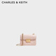CHARLES&KEITH拼接菱格鏈條單肩斜挎小方包包女包生日禮物CK2-80701360 CK2-80701360Light Pink淺粉色 S