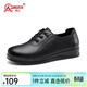 強人3515女鞋舒適平底鞋頭層牛皮軟底小皮鞋輕便透氣女單鞋 黑色 37