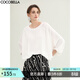 COCOBELLA松弛量感蝙蝠袖針織衫女呼吸感簡(jiǎn)約寬松短袖T恤TS0060 白色 S