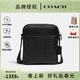 COACH【春尚新】 蔻馳男包 牛皮單肩斜挎包禮物送女生 黑色浮雕印花4009QBBK