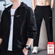 耐克（NIKE）男士運動(dòng)套裝 跑步健身訓練連帽夾克外套寬松耐磨休閑長(cháng)褲兩件套 DD4747-010+FB7491-010/直筒 3XL /【建議體重190-210斤】