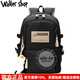 Walker Shop輕奢品牌高端減負護脊書(shū)包男大容量高中初中生背包女大學(xué)生雙肩包 黑色大號+鴨子掛件（初中/高中）