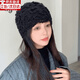 戀舒柔日系雙層手工勾花包頭帽子時(shí)尚貝雷帽女秋冬韓版潮針織帽冬季保暖 黑色 有彈力