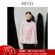 HECO【桃花染】新中式國風(fēng)粉色壓褶亮片刺繡短外套女春秋新款寬松上衣 粉色 S