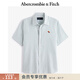 Abercrombie & Fitch經(jīng)典小麋鹿圖案美式牛津紡外搭短袖襯衫25夏季男裝125-5084 綠色 XL (180/116A)