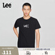 Lee25新品標準版圓領(lǐng)閃粉Logo印花男短袖T恤休閑潮流