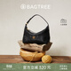 BAGTREE包包樹(shù)月枕包頭層植鞣牛皮通勤單肩包新款手提斜挎腋下包枕頭女包 檀黑色 贈斜挎延長(cháng)肩帶 高級小眾