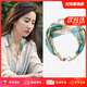 CRANTA KOMEIA絲巾女2026新款方巾珍珠磁吸扣圍脖領(lǐng)巾媽媽生日禮物送女生女友 藍色若葉 高級感送老婆女朋友實(shí)用高檔