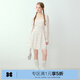 樂(lè )町純欲短款碎花裙精致花苞長(cháng)袖裙韓系方領(lǐng)連衣裙 米白（現貨） S