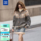 唐獅（TonLion）2025秋冬女連帽費爾島提花開(kāi)衫毛線(xiàn)衫慵懶圣誕針織外套