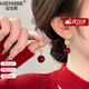 紀詩(shī)哲（GIEVSZHE）官方紅色耳環(huán)氣質(zhì)女高級感長(cháng)款耳墜耳飾情人節生日禮物送女友 復古紅長(cháng)款耳墜+精品禮盒