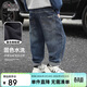 小象漢姆童裝男童冬裝加絨牛仔褲長(cháng)褲軟直筒褲韓版新品 藍色 150 cm