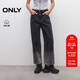 ONLY2025夏季新款高腰漸變寬松直筒褲七分褲牛仔褲女|12526I002 J09深牛仔灰色 L L標準褲長(cháng)