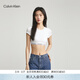 Calvin Klein內衣【摩登引力帶】女ck無(wú)鋼圈輕運動(dòng)可外穿短款短袖T恤式文胸 100-月光白 M 推薦75B-85A
