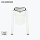 ANN ANDELMAN【倪妮同款】秋季新品信封領(lǐng)主撞色長(cháng)袖T恤堆褶上衣 白色 M