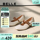 百麗扣帶時(shí)裝瑪麗珍女春真皮時(shí)尚優(yōu)雅鞋3O607AQ5 米色 36