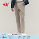 H&M男裝休閑褲春季老錢(qián)風(fēng)通勤斜紋棉布英倫合身潮流長(cháng)褲1074402 淺米色 32 170/82
