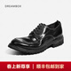 dreambox鈞博夏季高檔意大利馬臀皮男士商務(wù)皮鞋手工真皮大底厚底結婚鞋 黑色 39