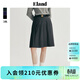 ELAND衣戀中長(cháng)款半身裙女通勤度假高腰百褶半裙夏季新款 深灰色(17)D/Grey M 165