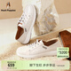 暇步士（Hush Puppies）秋季新款女士厚底增高舒適休閑鞋可踩后跟免系帶懶人鞋 奶昔白 37