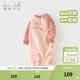 戴維貝拉（DAVE＆BELLA）新生兒連體衣加絨男寶爬服秋冬新款初生嬰兒睡衣女寶衣服0-3個(gè)月 粉色【現貨】 90cm （建議身高80-90cm）