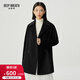 深呼吸DEEP BREATH女裝大翻領(lǐng)雙排扣羊毛桑蠶絲毛呢大衣外套A401038 黑 M (3)