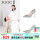 JOOC玖詩(shī)秋冬新款女尖頭亮片高跟鞋淺口細跟單鞋小碼婚鞋新娘鞋子3546 未來(lái)銀 【7CM】 37