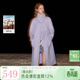 三彩【100%綿羊毛】2025冬季新款雙面呢大衣圍巾毛呢外套女 丁香紫 XL 170/92A