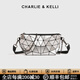 CHARLIE&KELLI CK品牌包包女款2026新款生日禮物女菱格幾何鏈條包潮單肩斜挎包 銀色【母親節生日520情人節禮物】