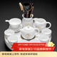 祥業(yè)羊脂玉功夫茶具整套裝高檔白瓷泡茶壺陶瓷茶盤(pán)喬遷春節送禮伴手禮 云初茶壺10件(聽(tīng)窗)+山河盤(pán)-大