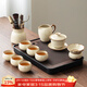唐豐汝窯功夫茶具套裝家用新款輕奢高檔泡茶專(zhuān)用茶壺茶杯蓋碗茶盤(pán)整套 千川茶盤(pán)+素語(yǔ)蓋碗10頭+品圣