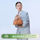 DISSONA迪桑娜女包波士頓保齡球包斜挎牛皮單肩包【情人節禮物】棕色
