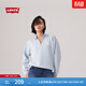 Levi's李維斯女士寬松美式復古ins風(fēng)淺色加絨套頭半開(kāi)門(mén)襟衛衣 淺藍色 M