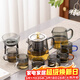 瓷牌茗茶具玻璃茶具套裝耐熱加厚家用功夫茶杯帶過(guò)濾泡花茶壺整套茶盤(pán) 金蓋煙灰《靈雅》六彩10件套