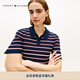 Tommy Hilfiger26春夏新款女裝氣質(zhì)休閑條紋肌理V字領(lǐng)顯瘦POLO針織連衣裙 藏青紅白條紋0A4 M