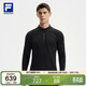 FILA 斐樂(lè )官方男子針織長(cháng)袖衫2025冬季健身運動(dòng)加絨半拉鏈長(cháng)T