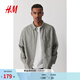 H&M男裝襯衫春季牛津紡襯衫翻領(lǐng)紐扣教練夾克翻領(lǐng)紐扣襯衣1257417 鼠尾草綠 M (175) 100