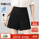 尚都比拉小個(gè)子通勤休閑褲女夏季高腰顯瘦闊腿褲氣質(zhì)小短褲 黑色 S