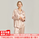 珊目爾【重磅可外穿】真絲睡衣男女長(cháng)袖兩件套情侶款6A級100%桑蠶絲套裝 珊瑚粉【女款】 L