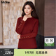 MsShe【半高領(lǐng)釘扣毛衣】大碼女裝2025新款冬裝胖mm顯瘦修身上衣 安可拉紅色現貨 5XL