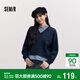 森馬（Semir）森柔|衛衣女春季短款假兩件條紋寬松翻領(lǐng)開(kāi)叉設計感101125116005