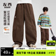 左西男童加絨褲子保暖2025新款兒童冬裝加厚燈芯絨長(cháng)褲潮 咖棕色 160