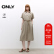 ONLY2025秋季新款純色A字傘裙翻領(lǐng)短袖中長(cháng)裙連衣裙女|125107123 E05鼠尾草綠色 XL