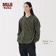 MUJI男式 抓絨 無(wú)領(lǐng)開(kāi)衫 男士外套25年冬季 男裝 上衣男款 AB1P8A5A 卡其綠 S (165/84A)