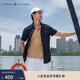 Tommy Hilfiger【舒適府綢】春夏男裝商務(wù)休閑易打理純色短袖襯衣襯衫外套 藏青色FAP L （推薦：150-165斤）