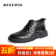 森達復古皮靴男冬商場(chǎng)同款潮流舒適平底短靴1KF01DD5 黑色單里 39