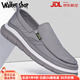 Walker Shop品牌帆布鞋男2026新款透氣老北京布鞋男士冰絲防臭一腳蹬休閑鞋 高檔灰色【品牌男鞋 禮盒包裝】 40