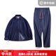 馬登工裝 美式復古仿天絲牛仔襯衫丹寧寬松翻領(lǐng)薄款長(cháng)袖襯衣男春季 襯衫+牛仔褲套裝 M